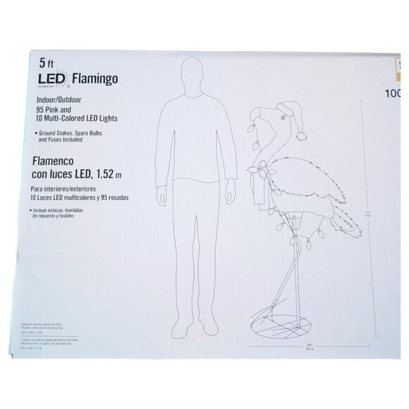 5 ft Flamingo Acrylic LED Christmas Light Yard Sculpture Tropical Beach Sea Life - Picture 8 of 10